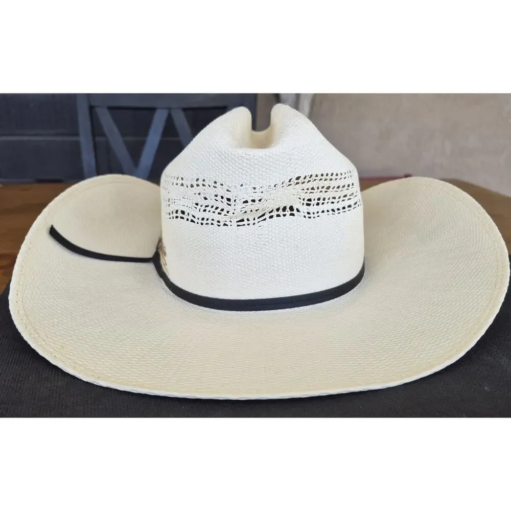 Resistol Denison Double RR Collection 7X Bangora Straw Cowboy Hat Beige